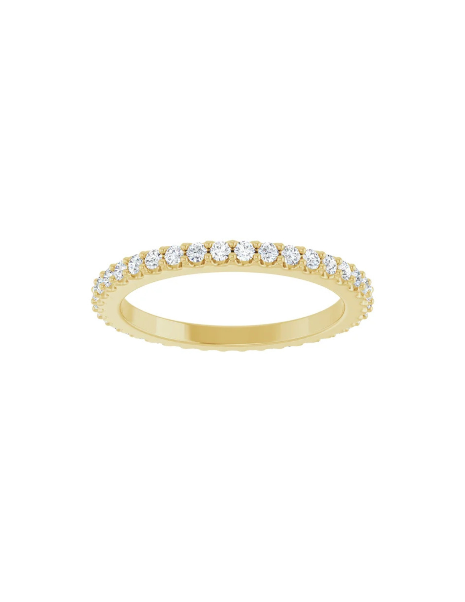 Gold ring with diamonds on a white background